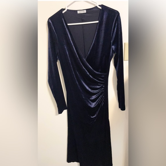 Sz L ZABERRY Women's V Neck Wrap Long Sleeve Elegant Velvet Cocktail Maxi New - Picture 5 of 7